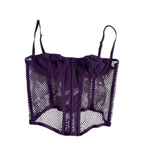 Urban Outfitters Corset Top Sz M Purple Sheer Padded Bustier Mesh Grunge Punk